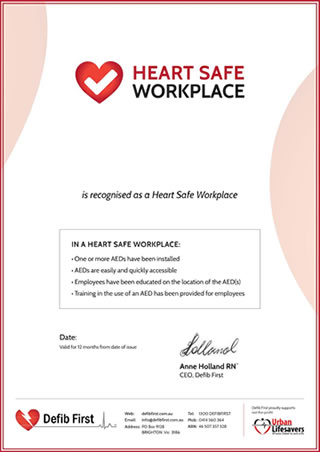 Heart Safe Workplace Certificate